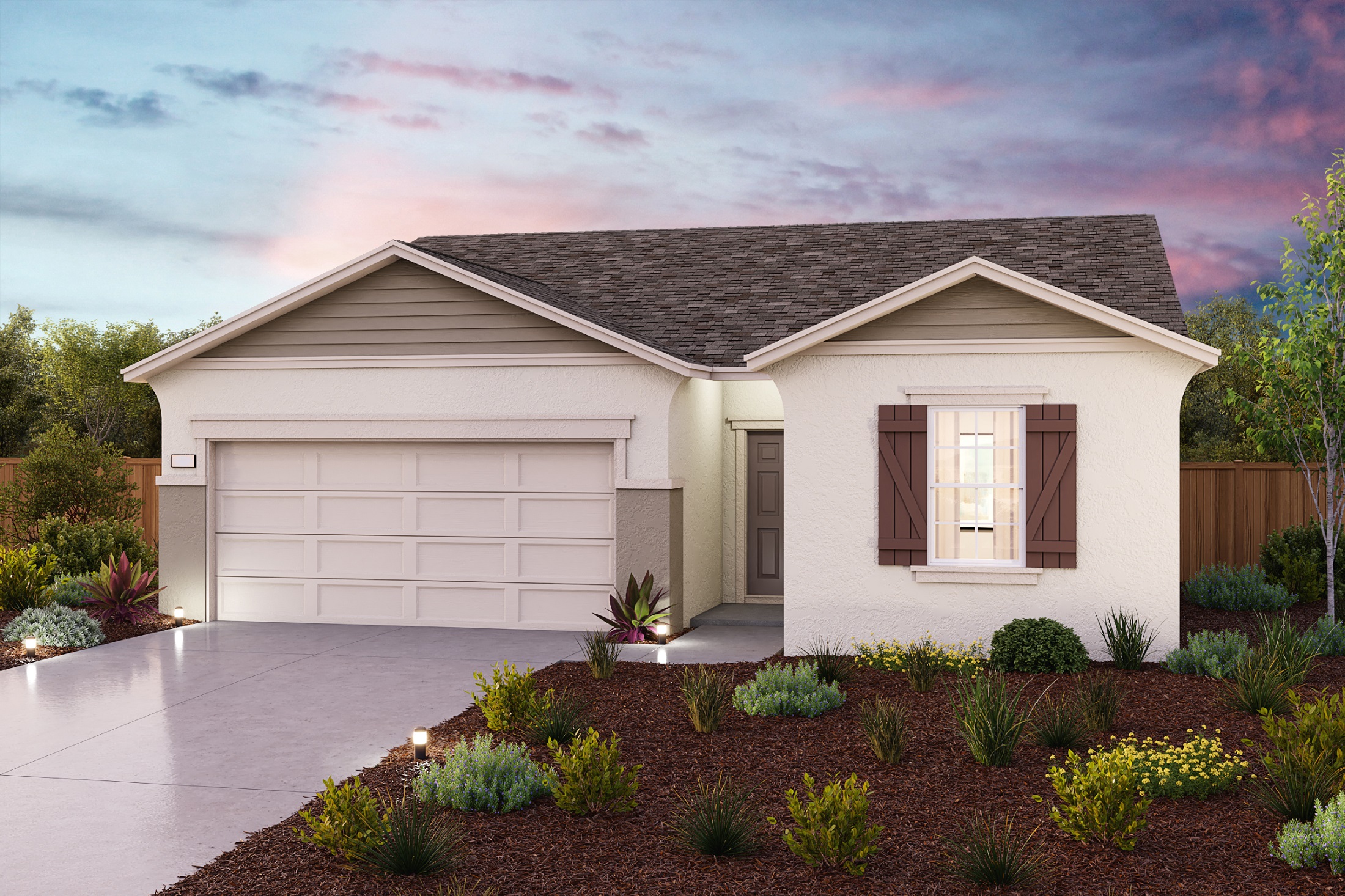 A house with a garage.