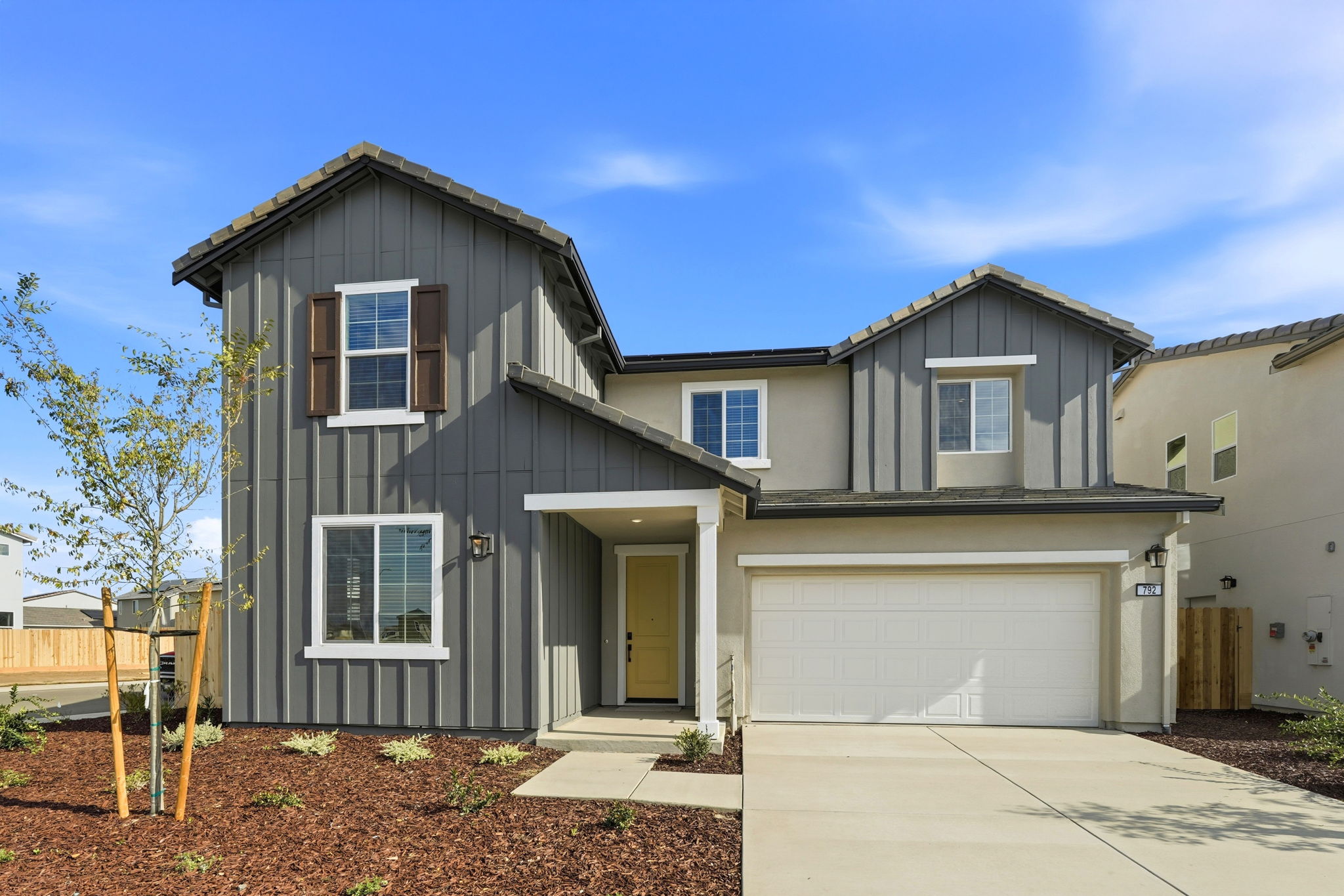 A house with a garage.