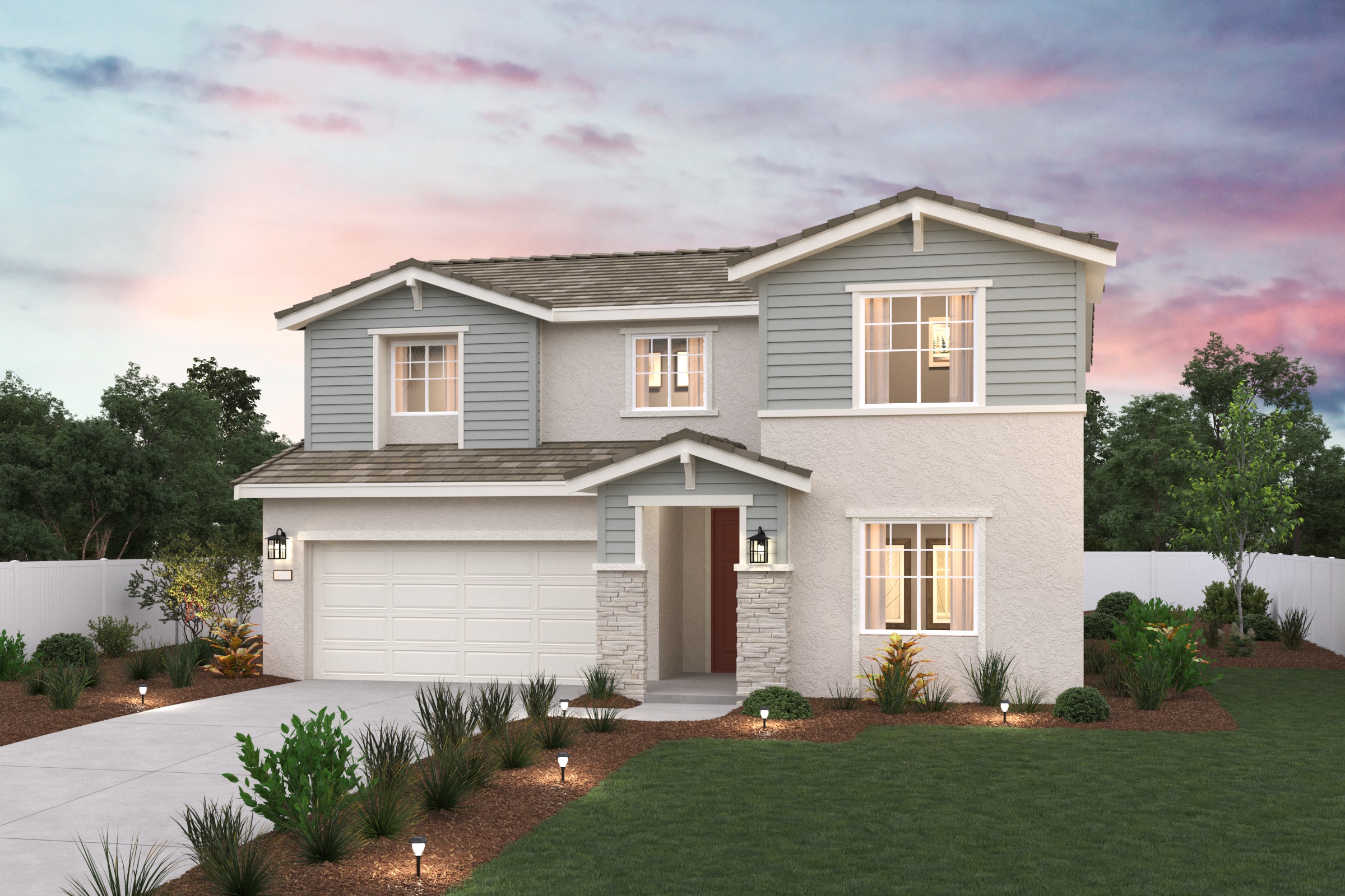 A house with a large front yard.