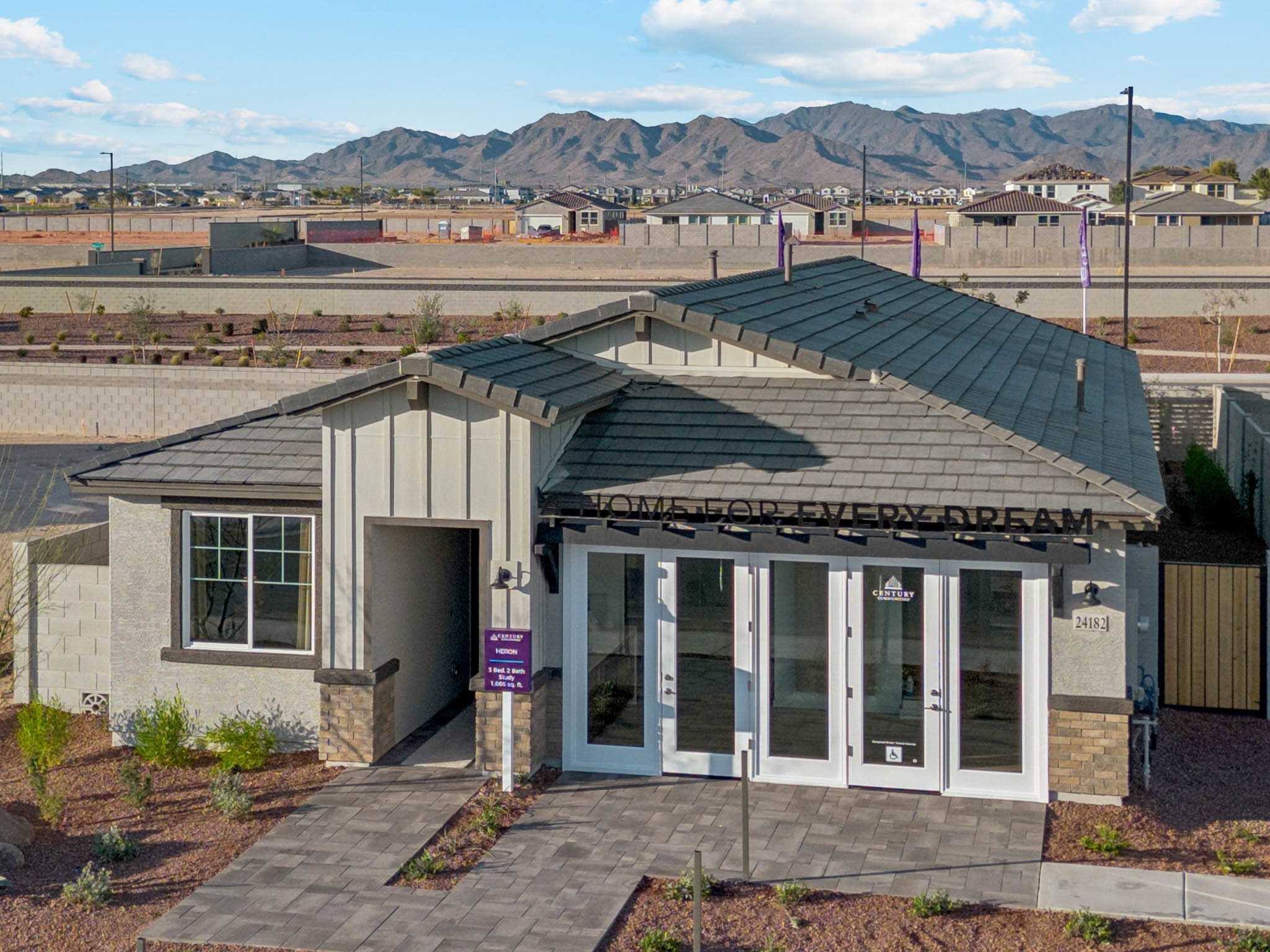 A house with solar panels.