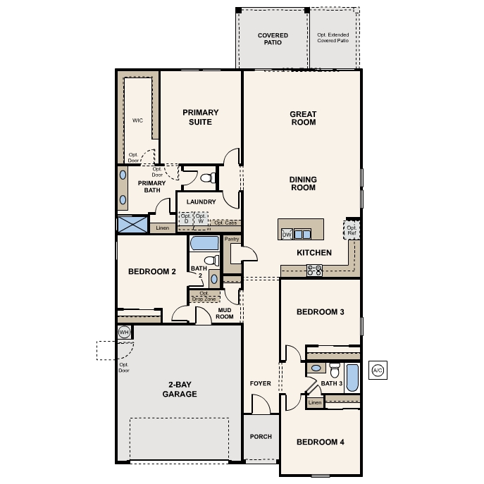 Floor Plan of New Home with 2 primary suites / 1 ensuite in Arizona near me Phoenix AZ Century Communities