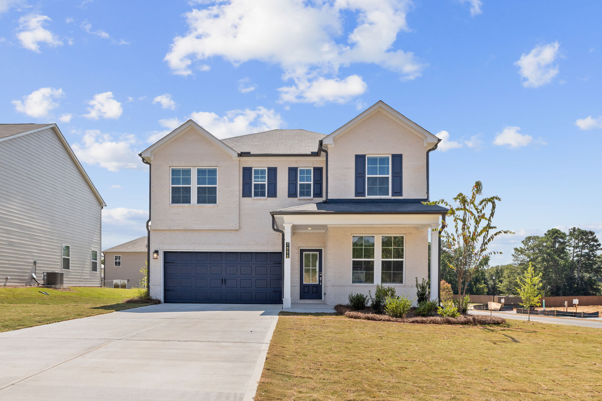 A house with a garage.