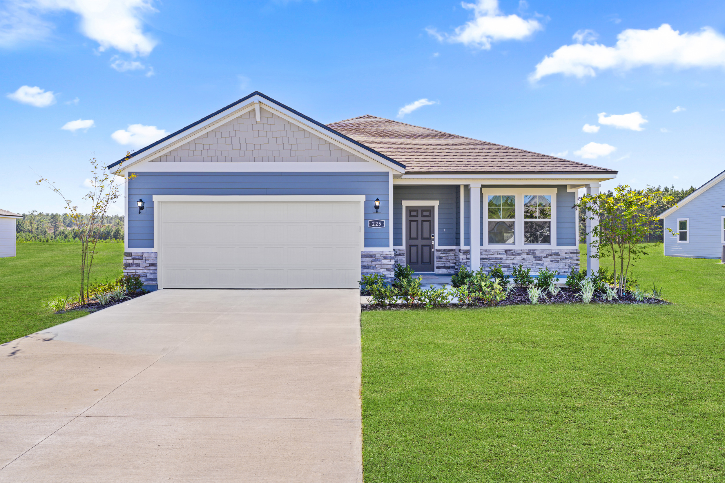 A house with a garage.