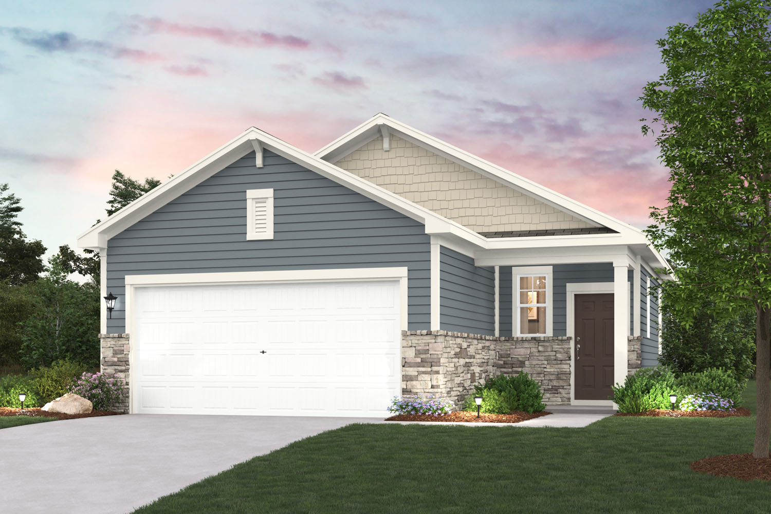 A house with a garage.