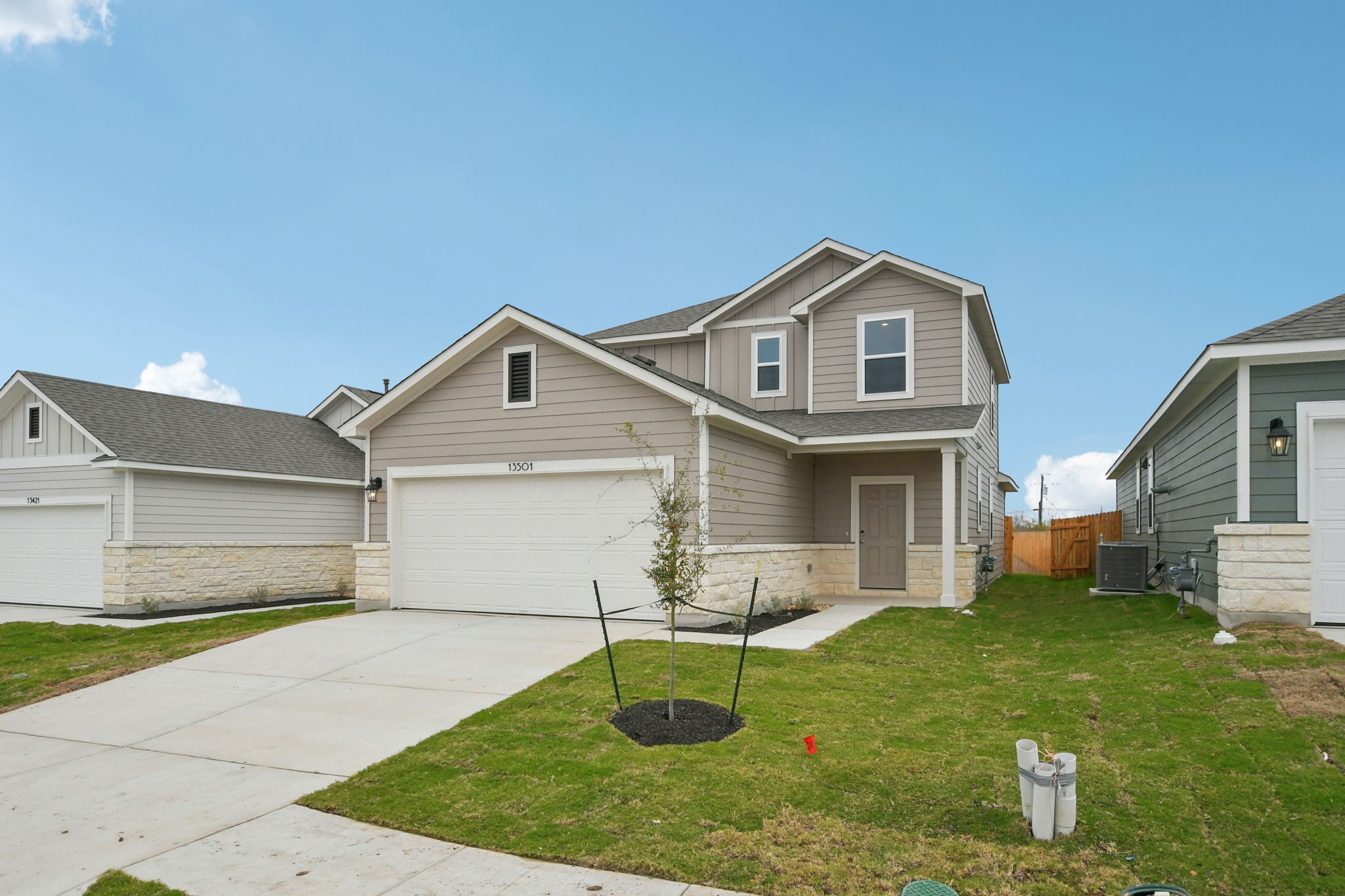 A house with a driveway.