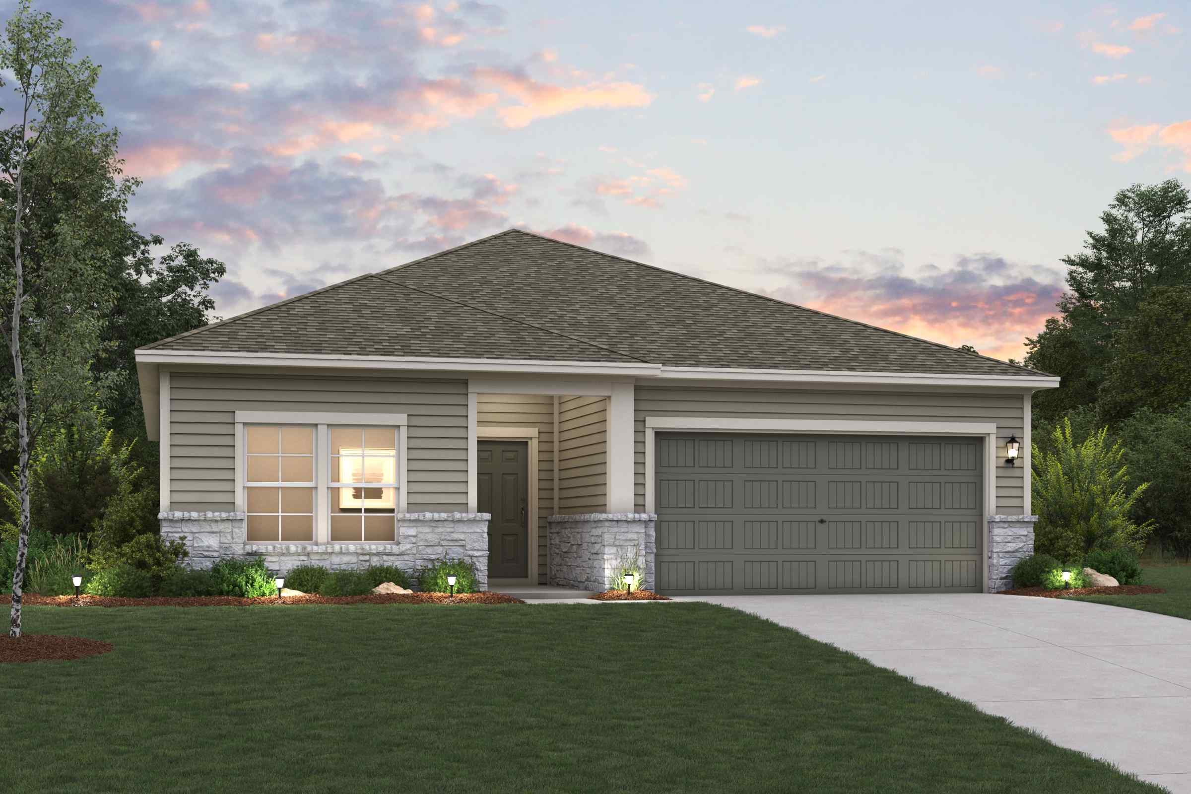 A house with a garage.