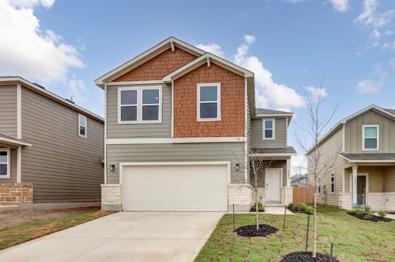A house with a garage.