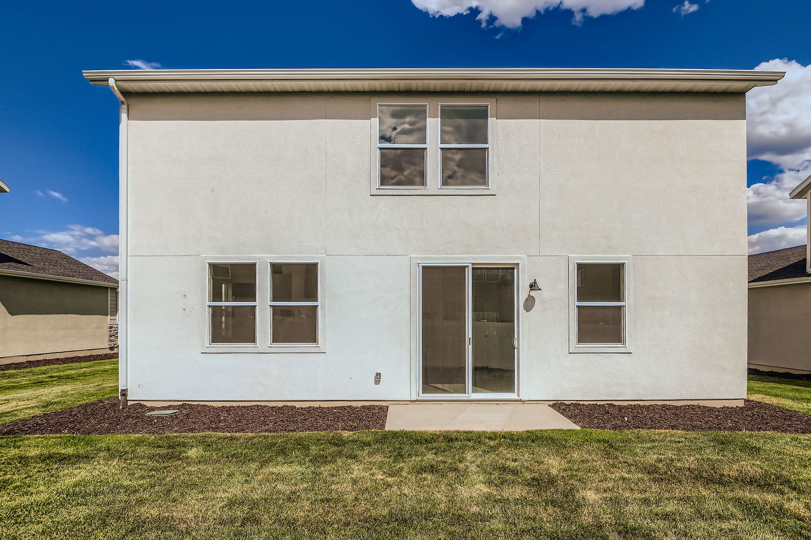 A white house with windows.