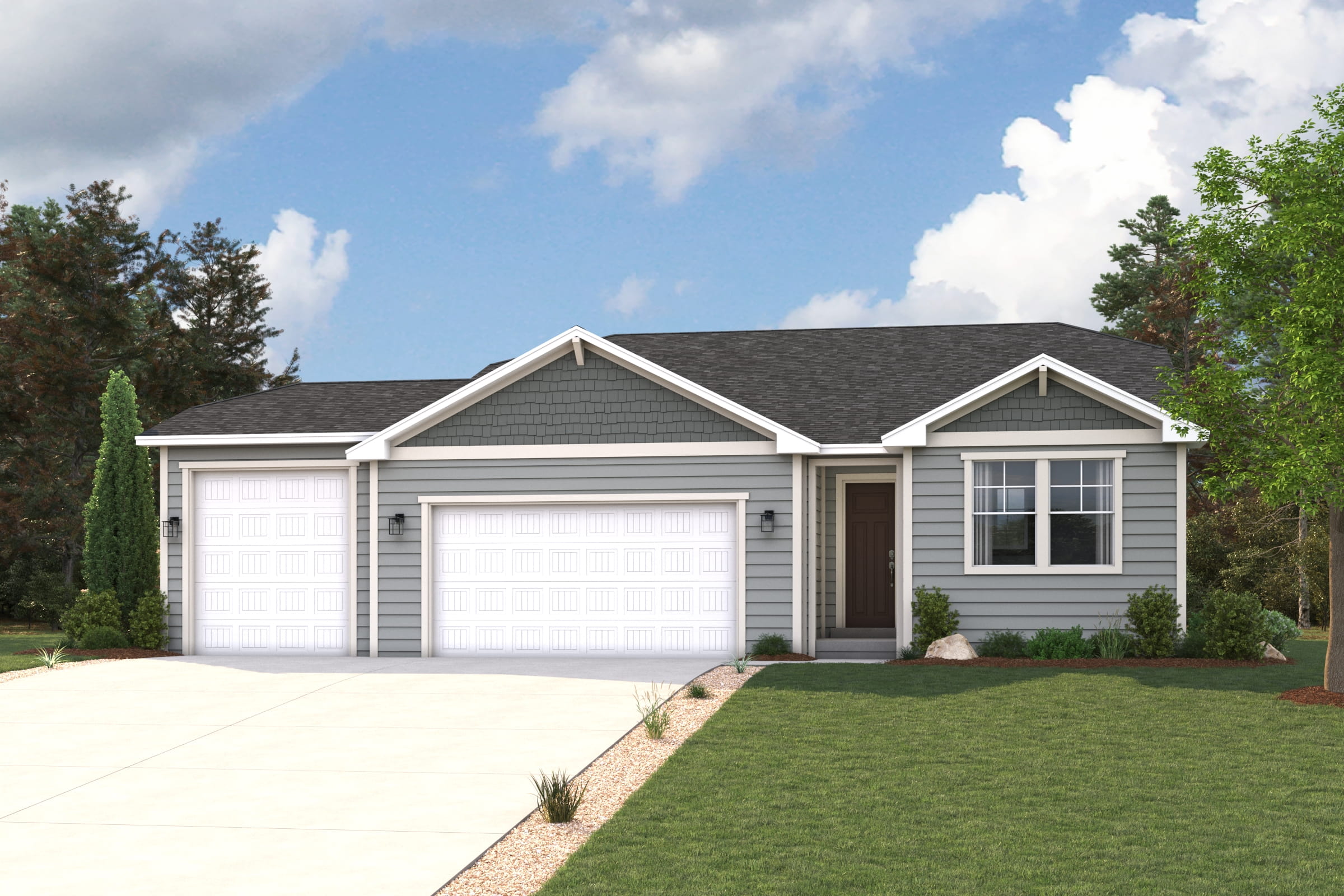 A house with a garage.