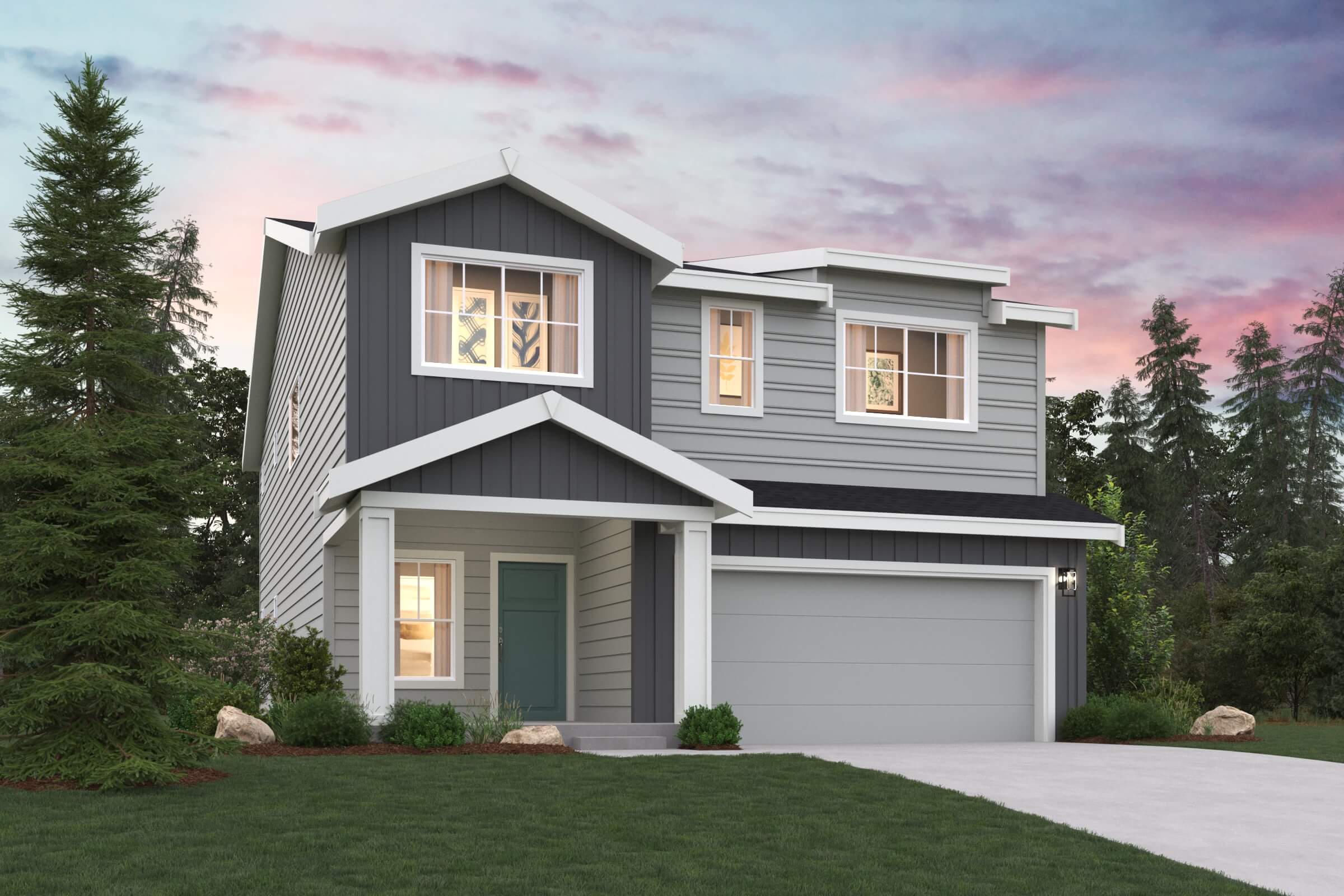 A house with a garage.