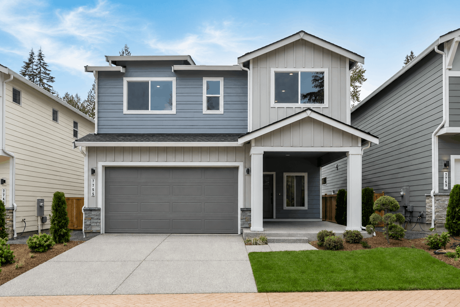 A house with a garage.