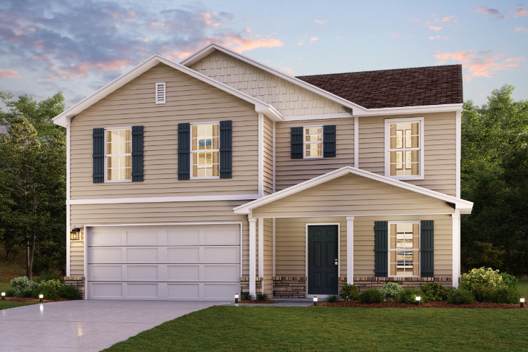 A house with a garage.