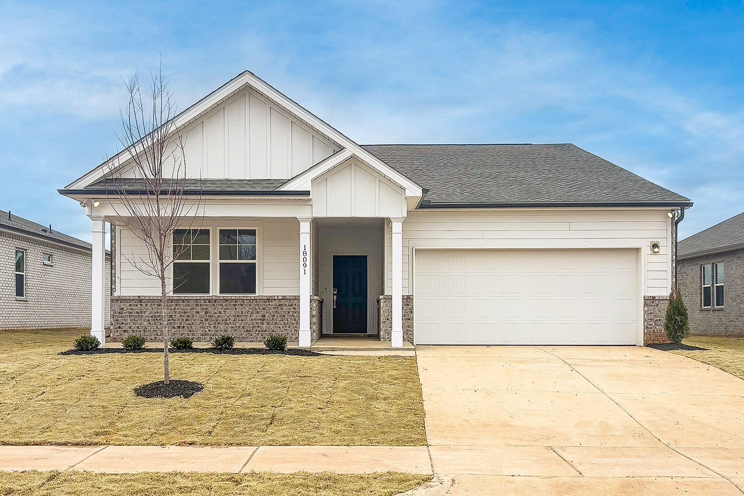 A house with a garage.