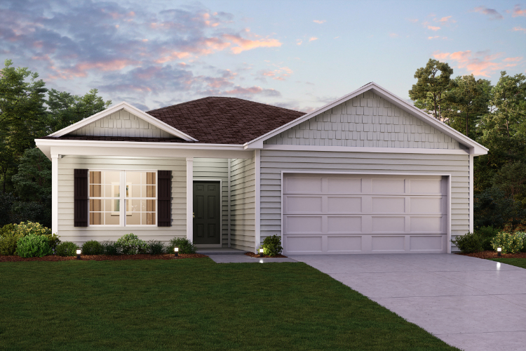 A house with a garage.